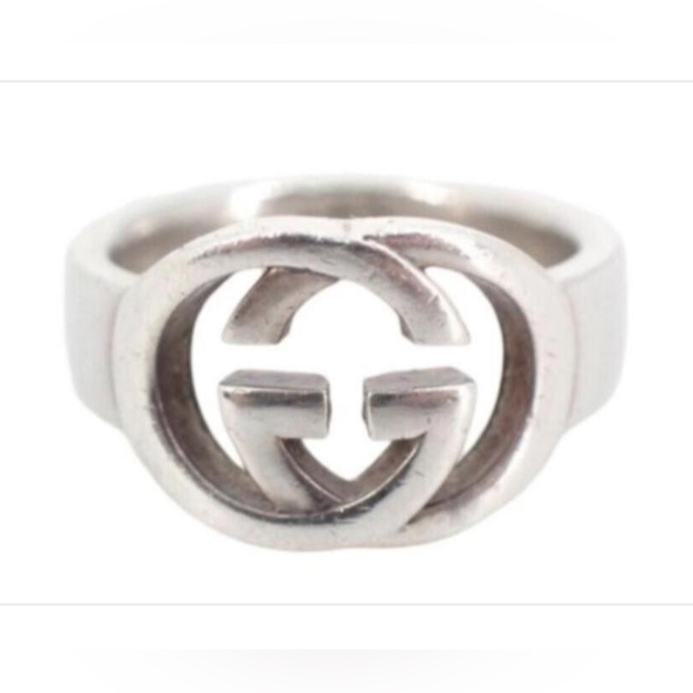 Gucci Interlocking G Sterling Silver Ring sz 4 (GGXX060)